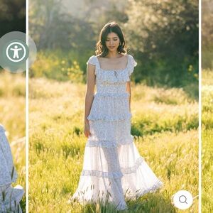 DAPHNE RUFFLED MAXI DRESS, Astrid Floral Maxi Dress in Lavender Floral